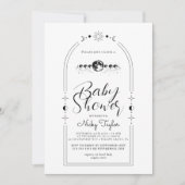 Minimalistische White Celestial Moon Baby Dusche Einladung (Vorderseite)