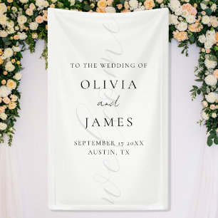 Minimalistische White Elegant Script Wedding Willk Banner