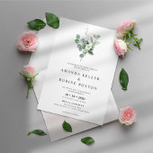 Minimalistische White Floral & Eukalyptus Wedding Einladung