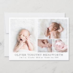 Minimalistische White Foto Collage Baby Ankündigun Ankündigung