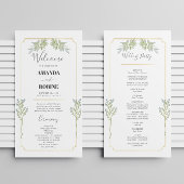 Minimalistische White Frame Gold Hochzeitsprogramm