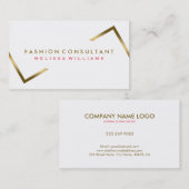 Minimalistische White & Geometric-Goldakzente Visitenkarte (Vorne/Hinten)
