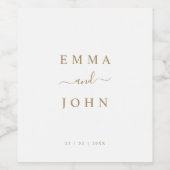 Minimalistische White & Gold Hochzeit/Verlobung Weinetikett (Einzelnes Label)
