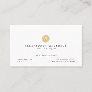 Minimalistische White Gold Monogram Business Card Visitenkarte