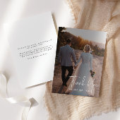 Minimalistische White Handwriting Script Foto Hoch Dankeskarte