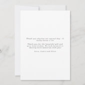 Minimalistische White Handwriting Script Foto Hoch Dankeskarte (Rückseite)