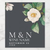 Minimalistische White Japanese Camellia Wedding Weinetikett (Einzelnes Label)
