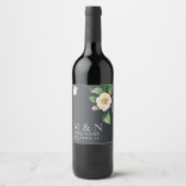 Minimalistische White Japanese Camellia Wedding Weinetikett (Vorderseite)