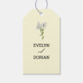 Minimalistische White Lily Blume Hochzeitsmarken Geschenkanhänger (Vorderseite)