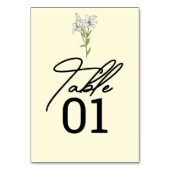 Minimalistische White Lily Wedding Tischnummer (Vorderseite)