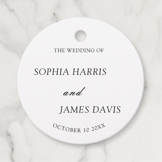 Minimalistische White Modern Elegante Hochzeit Geschenkanhänger (Vorderseite)