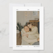 Minimalistische White Modern Foto Wedding Save The Date (Vorderseite)
