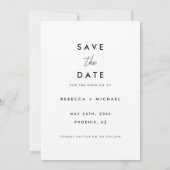 Minimalistische White Modern Foto Wedding Save The Date (Rückseite)