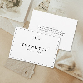 Minimalistische White Monogram Wedding Dankeschön  Dankeskarte