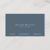 Minimalistische White & Navy Blue Business Card Visitenkarte (Rückseite)