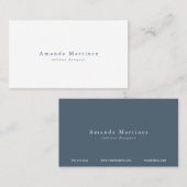 Minimalistische White & Navy Blue Business Card Visitenkarte (Vorne/Hinten)