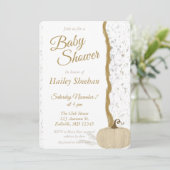 Minimalistische White Pumpkin Fall Baby Dusche Einladung (Stehend Vorderseite)