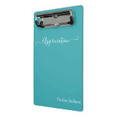 Minimalistische White Script-Bewertung Aquamarin B Mini Klemmbrett (Gewinkelt2)