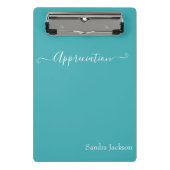 Minimalistische White Script-Bewertung Aquamarin B Mini Klemmbrett (Vorderseite)