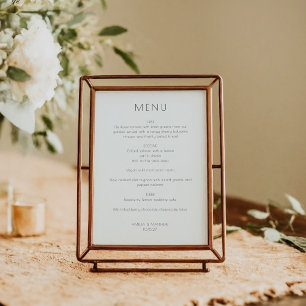 Minimalistische White Simple Wedding Menu Card Einladung