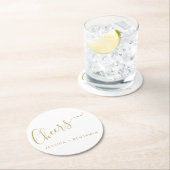 Minimalistische White und Gold Custom Wedding Runder Pappuntersetzer (Vor Ort)