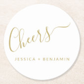 Minimalistische White und Gold Custom Wedding Runder Pappuntersetzer (Vorderseite)