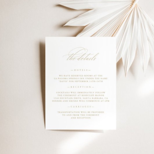 Minimalistische White Wedding Details Eintrittskar Einladung