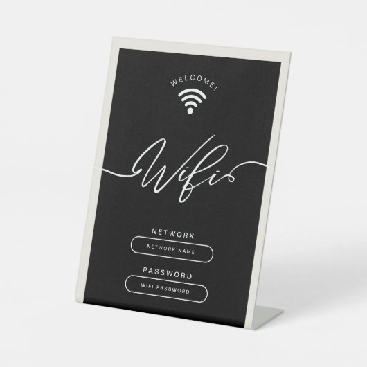 Minimalistische Wifi-Zone in Schwarz und Beige Sockelschild (Vorderseite)