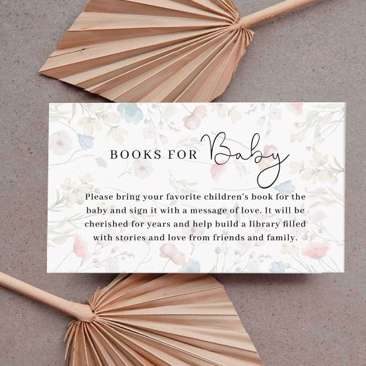 Minimalistische Wildblume Baby Shower Book for Bab Begleitkarte