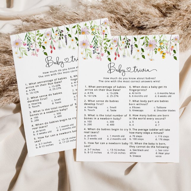 Minimalistische Wildblume Baby trivia Babydusche (Von Creator hochgeladen)