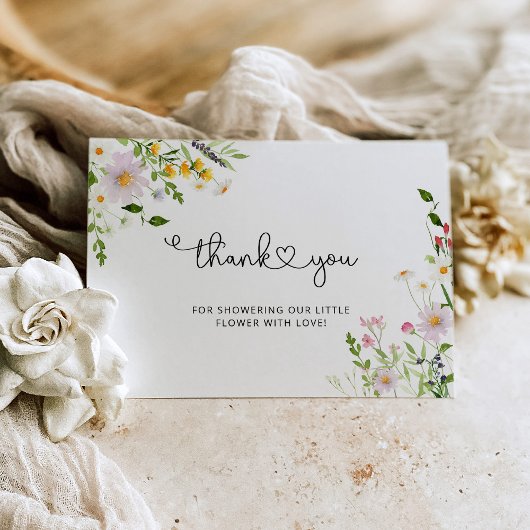 Minimalistische Wildblume Babydusche Danke Karte