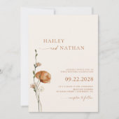 Minimalistische Wildblume Bohemisch Hochzeit Einladung (Vorderseite)