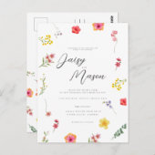 Minimalistische Wildblume Botanisch mit Foto Hochz Postkarte (Vorne/Hinten)