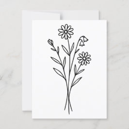 Minimalistische Wildblume Botanische Bouquet Line  Postkarte