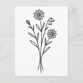 Minimalistische Wildblume Botanische Bouquet Line Postkarte (Vorderseite)