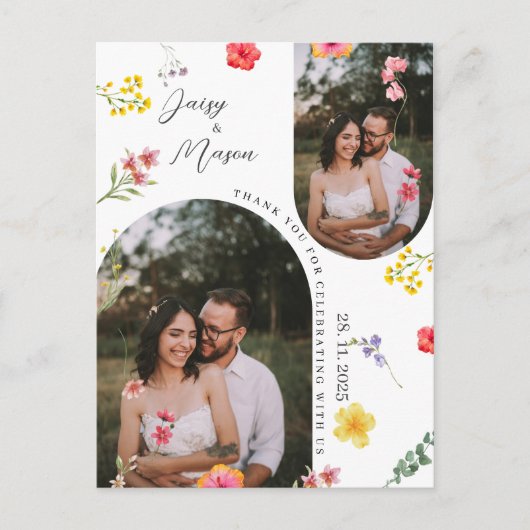 Minimalistische Wildblume Botanischer Dank für Ihr Postkarte (Vorderseite)