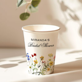 Minimalistische Wildblume Brautparty Return Pappbecher