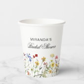 Minimalistische Wildblume Brautparty Return Pappbecher (Vorderseite)