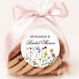 Minimalistische Wildblume Brautparty Return Runder Aufkleber