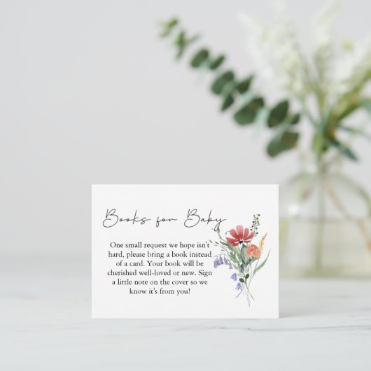 Minimalistische Wildblume Dunkelrosa Bücher für Ki Begleitkarte (Stehend Vorderseite)