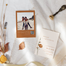 Minimalistische Wildblume Foto Burnt Orange Hochze Einladung