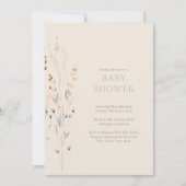 Minimalistische Wildblume Geschlecht neutrale Baby Einladung (Vorderseite)