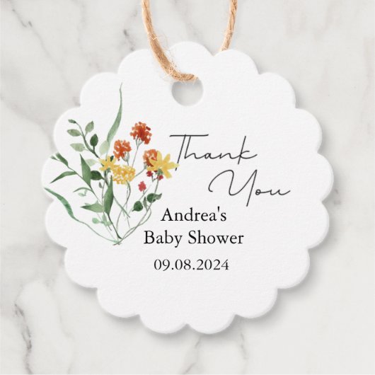 Minimalistische Wildblume Grüne Kinderdusche Geschenkanhänger (Vorderseite)