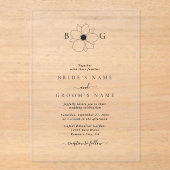 Minimalistische Wildblume handGezeichnet Monogramm Acryleinladungen (Vorderseite)