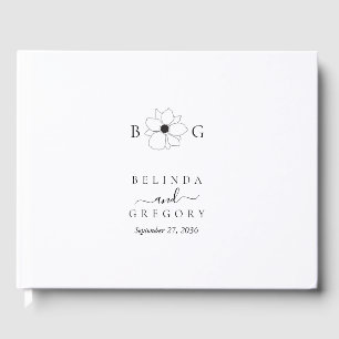 Minimalistische Wildblume handGezeichnet Monogramm Gästebuch