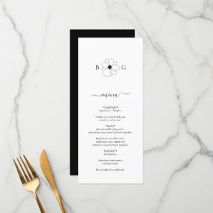Minimalistische Wildblume handGezeichnet Monogramm Menükarte