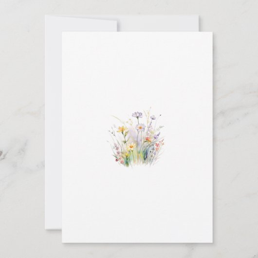 Minimalistische Wildblume Hochzeit Einladung (Rückseite)
