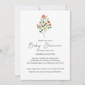 Minimalistische Wildblume Kinderdusche Einladung (Vorderseite)