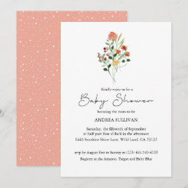 Minimalistische Wildblume Kinderdusche Einladung