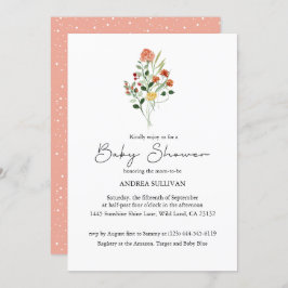 Minimalistische Wildblume Kinderdusche Einladung